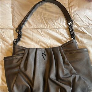 Simply Vera Gray Leather Shoulder Bag Vera Wang